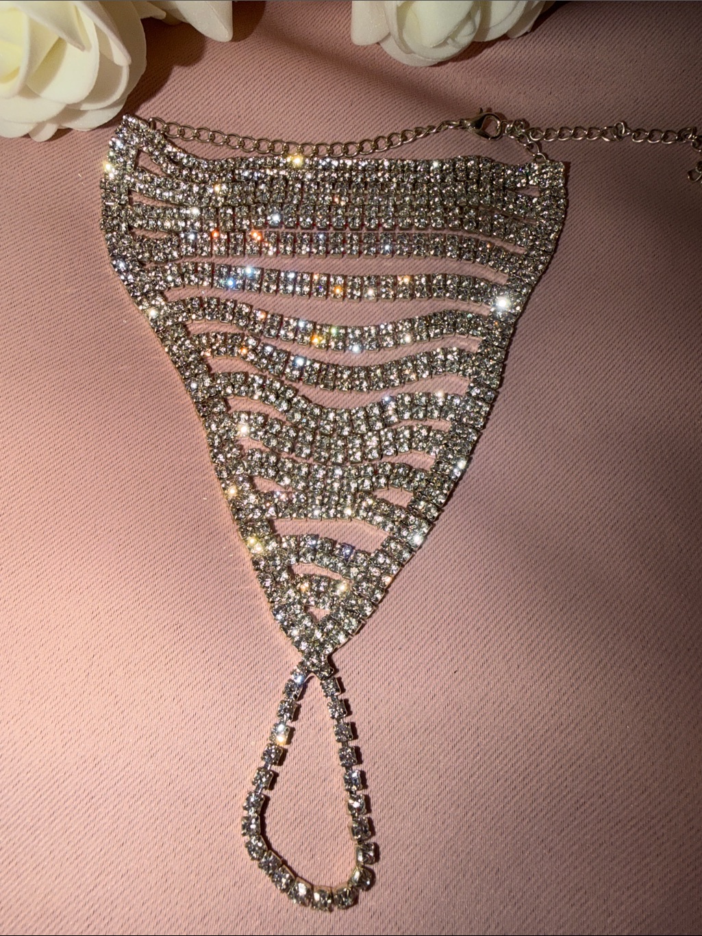Crystal Rhinestone Hand Chain Bracelet - Silver Sparkle